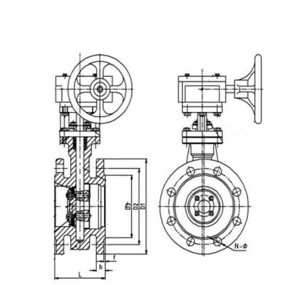 Graphite Flanged Wafer Butterfly Valve DN80 PN 40 Triple Eccentric Butterfly Valve