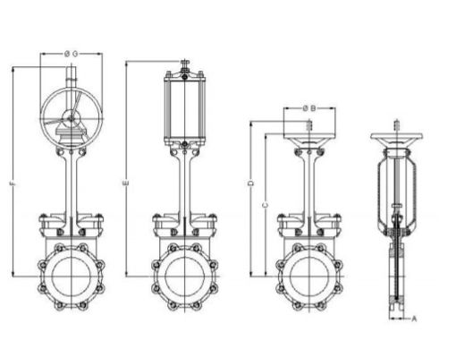 Bi Directional Knife Gate Valve 304 / 316SS Plated Gate 304SS Stem DN25