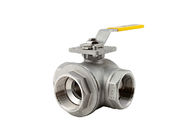 DN40 3 Way Stainless Ball Valve 5-8F 316L Body PTFE Seats NPT Or Tri Clover Clamp Ends