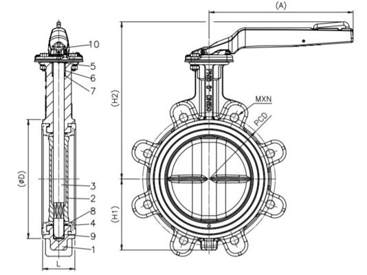 Lugged Butterfly Valve Tapped To Suit AS Table E Resilient Seated Butterfly Valve