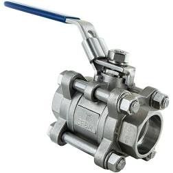 PDR 0.8 Seat En Standard 3 Pieces Ball Valve Full Bore Npt Dn50 Aisi 316l Pn16